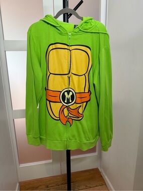 Nickelodeon Michelangelo Teenage Mutant Ninja Turtles Green Zip Up Hoodie, Large